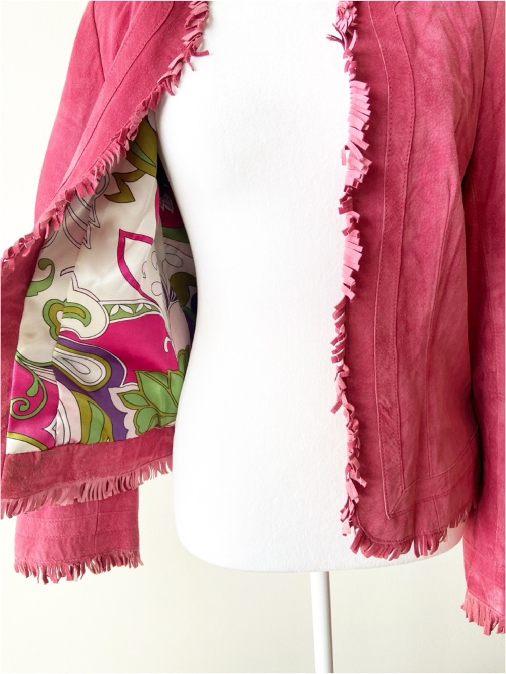 Zazee Pink Genuine Leather Fringe Jacket Size S - Picture 2 of 7